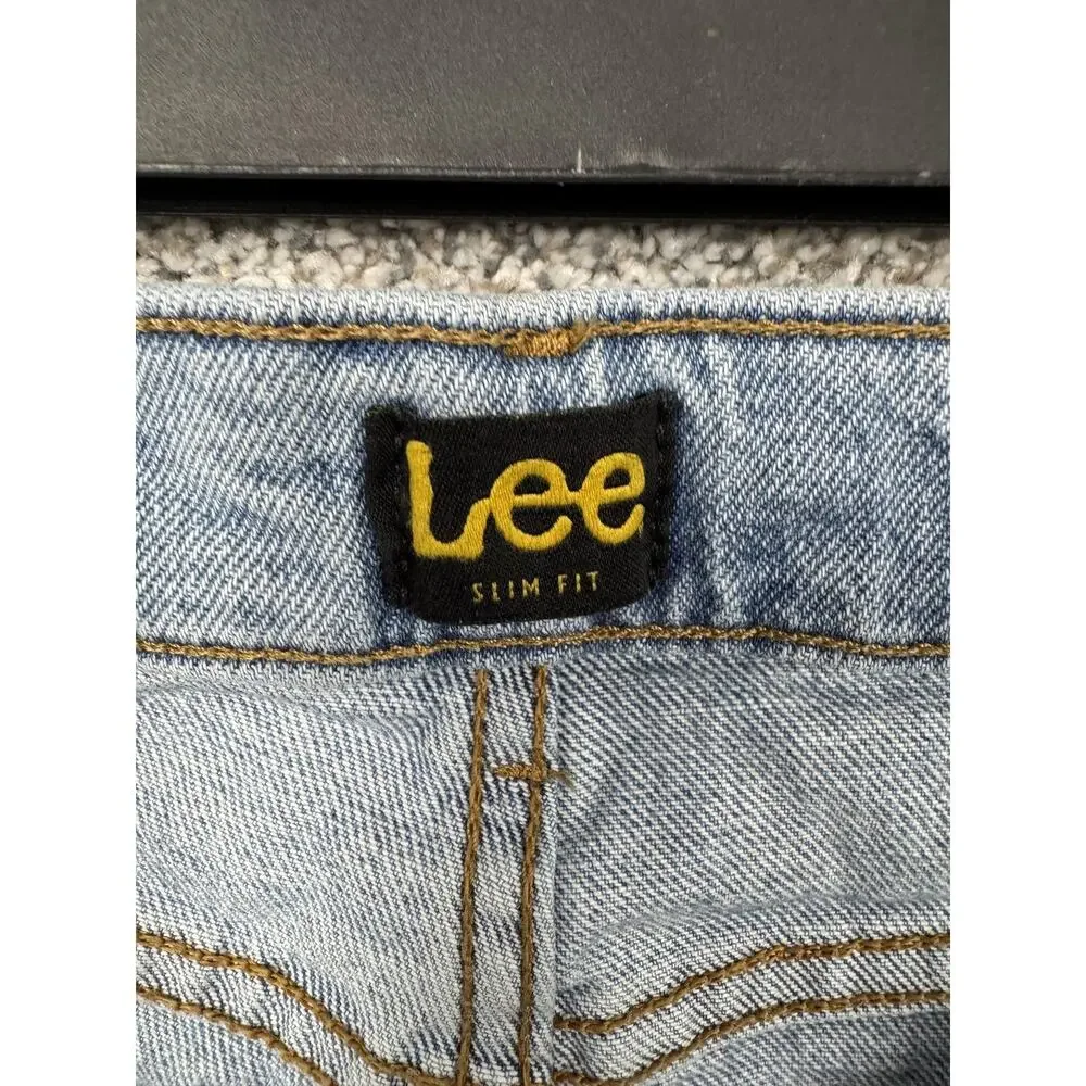 Lee Slim Fit Jeans Mens 38x32 Blue Tapered Leg Stretch Denim Casual 38x34 Tag